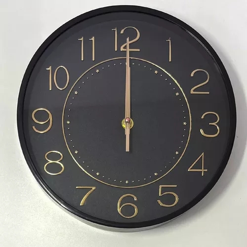 Relógio Parede Moderno Redondo Serrano Rose Gold Black 30cm