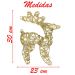 Rena Aramada Natal Iluminada 30 Led Dourada Com Glitter 30cm