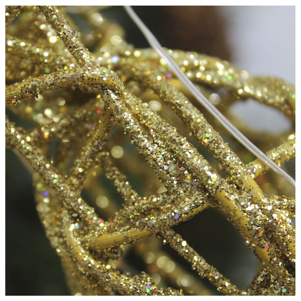Rena Aramada Natal Iluminada 30 Led Dourada Com Glitter 30cm