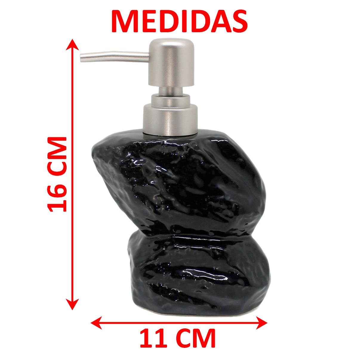 Saboneteira Líquida Decoração Preto Banheiro Cerâmica 350ml