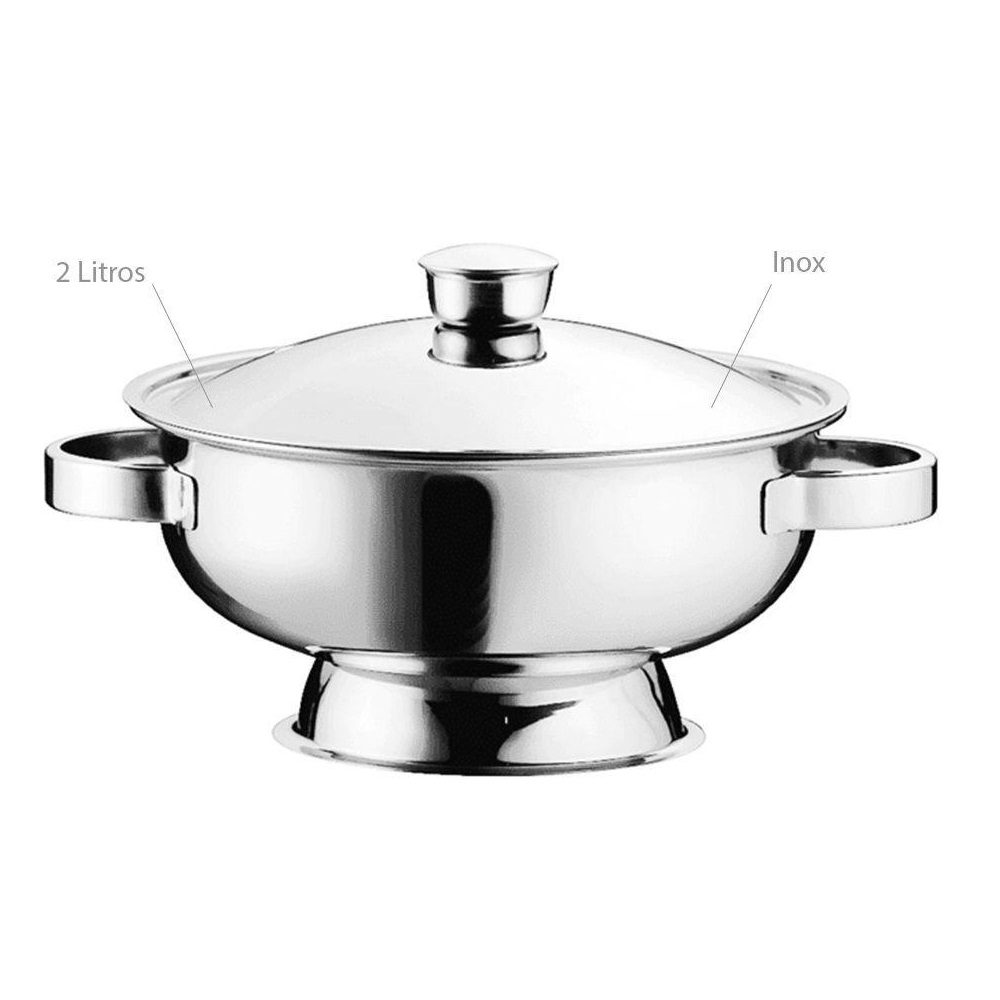 Sopeira de Inox 2 Litros com Tampa em Inox 