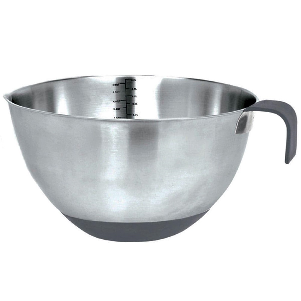 Tigela em inox 5 Litros com Medidas Internas - Alça em Silicone 