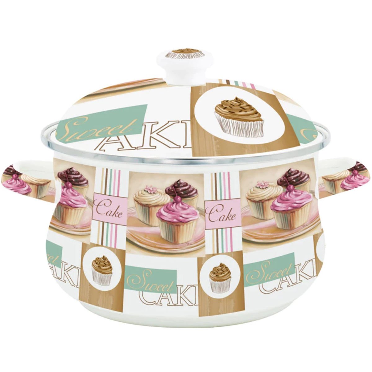 Trio Panela Chaleira Bule Cake Esmaltados À Indução Vintage