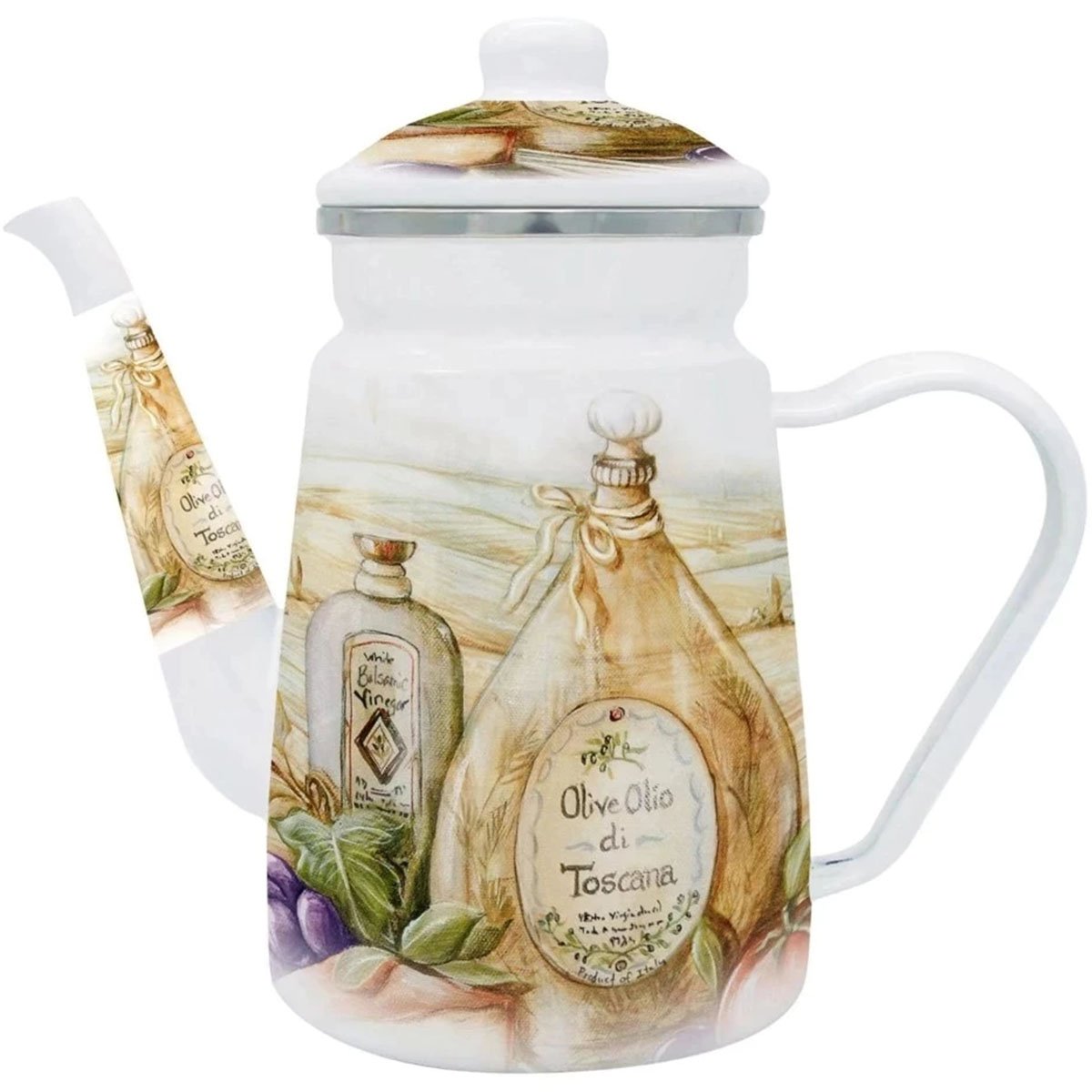 Trio Panela Chaleira Bule Italy Esmaltados À Indução Vintage