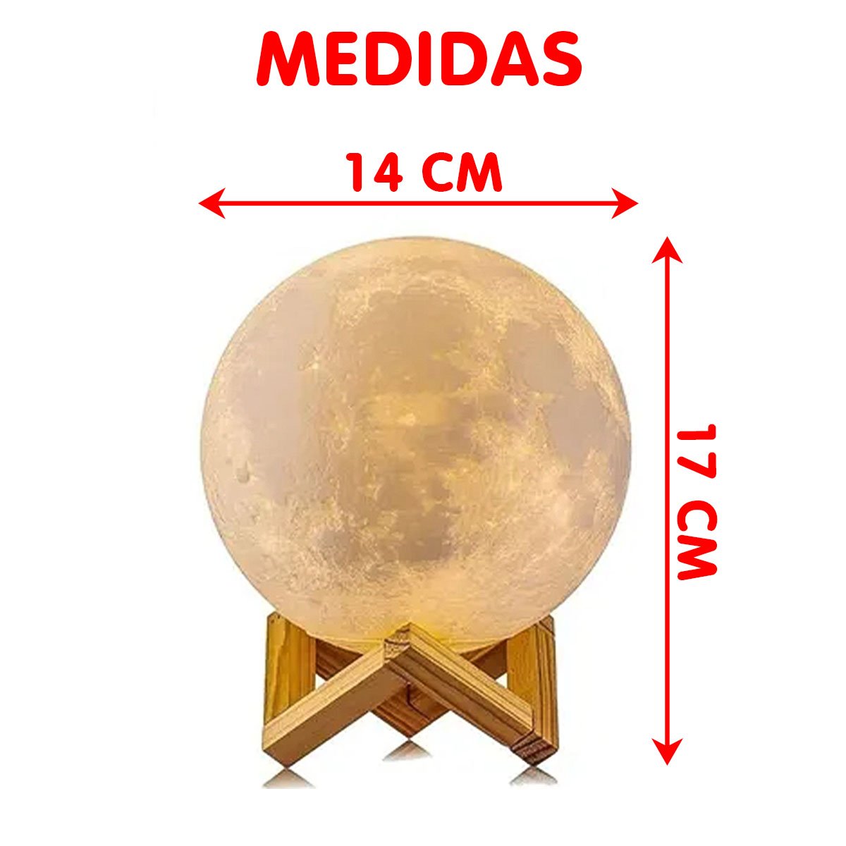 Umidificador Ambiente Lua Cheia LEDs Multicores Suporte 14cm