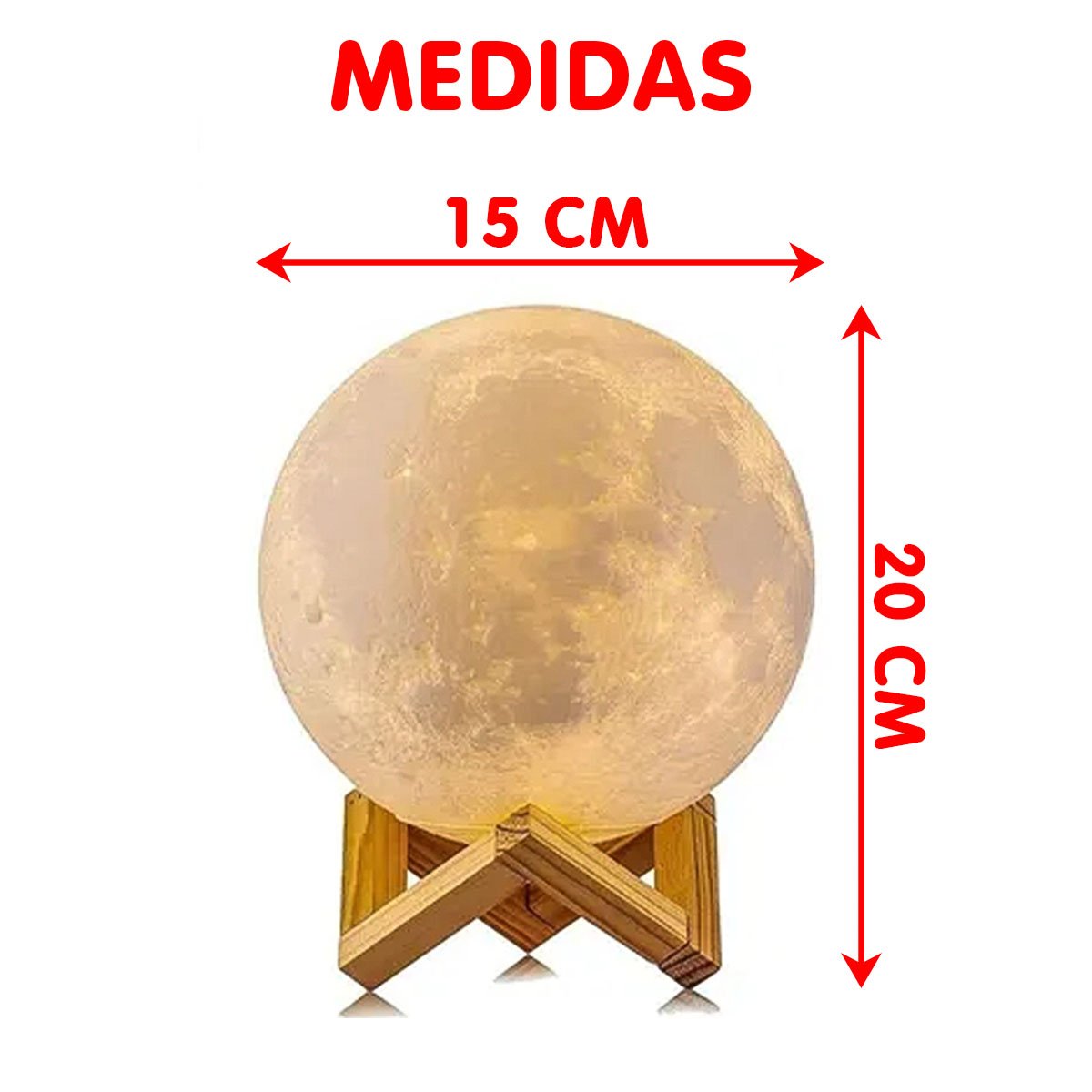 Umidificador Ambiente Lua Cheia LEDs Multicores Suporte 15cm