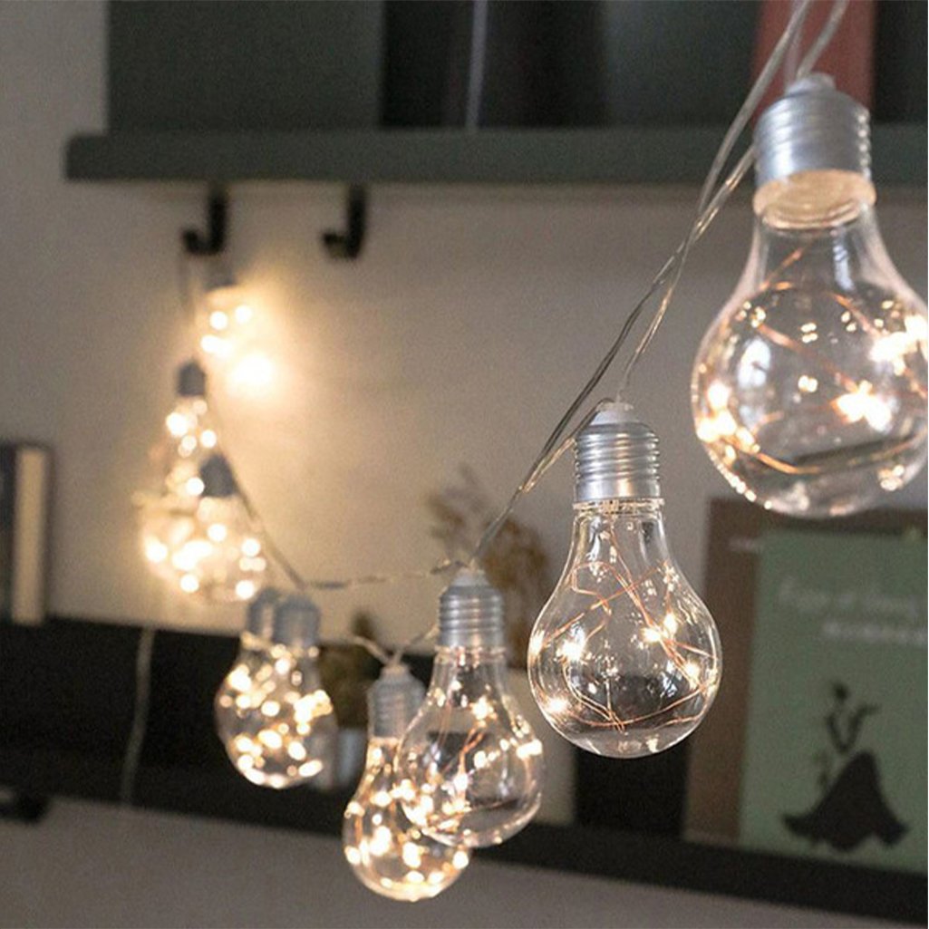 Varal Cordão Fio de Luzes 10 Lâmpadas De Led 4,6m 220v Foco Incandescente Natal Enfeite Pendente