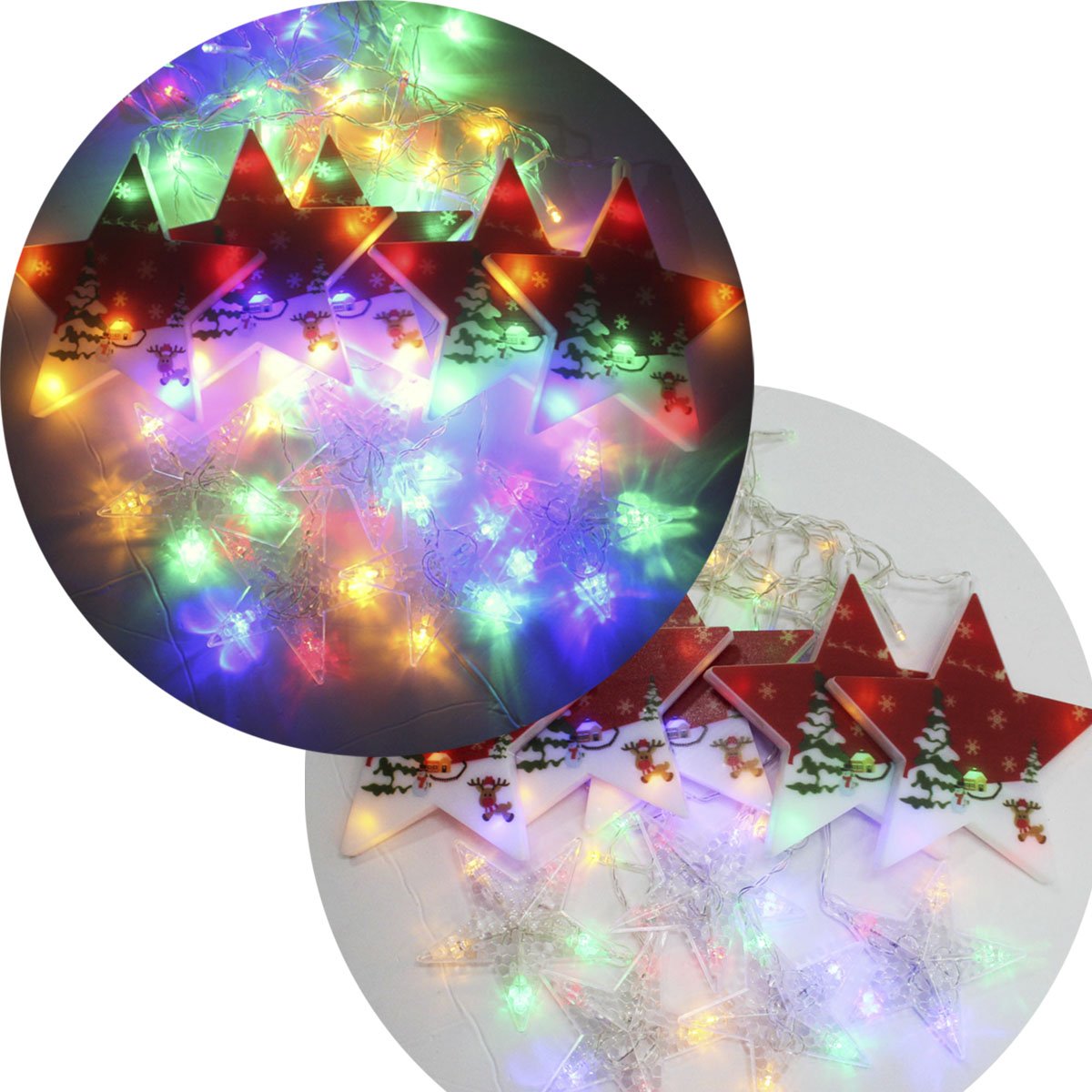Varal Pisca LED Decoração Estrelas Natal Noel Colorido De 3M