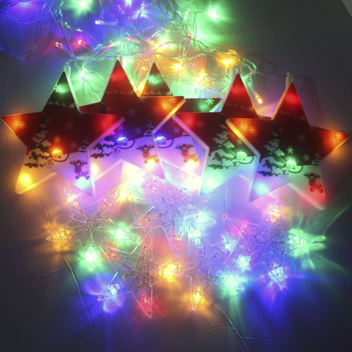 Varal Pisca LED Decoração Estrelas Natal Noel Colorido De 3M
