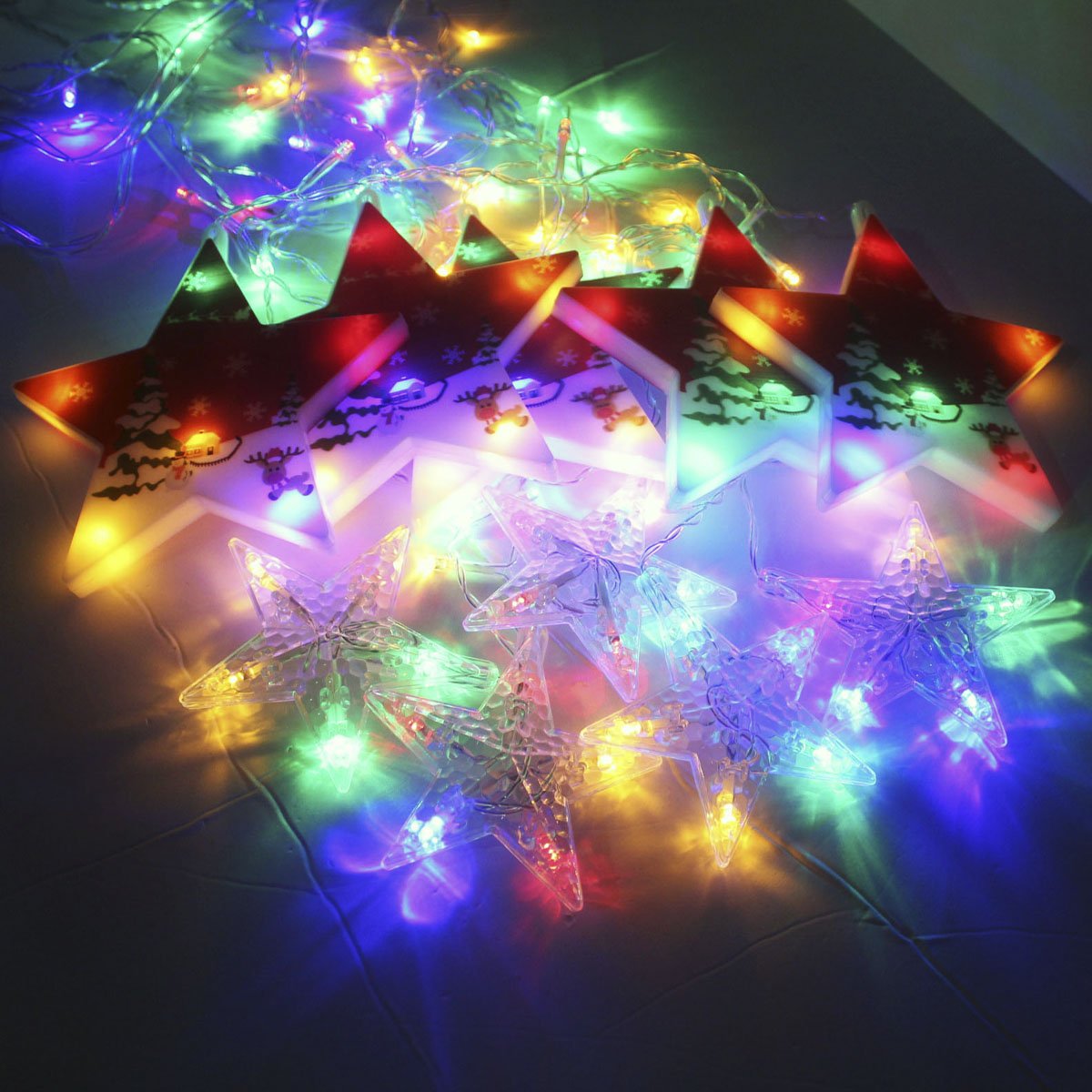 Varal Pisca LED Decoração Estrelas Natal Noel Colorido De 3M
