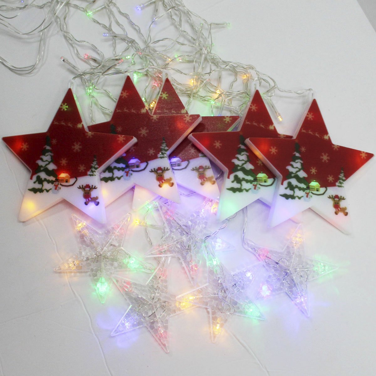 Varal Pisca LED Decoração Estrelas Natal Noel Colorido De 3M
