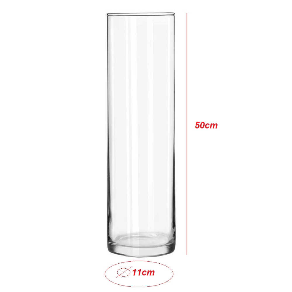 Vaso Vidro Cilindro Comprido 50x11 cm Transparente 