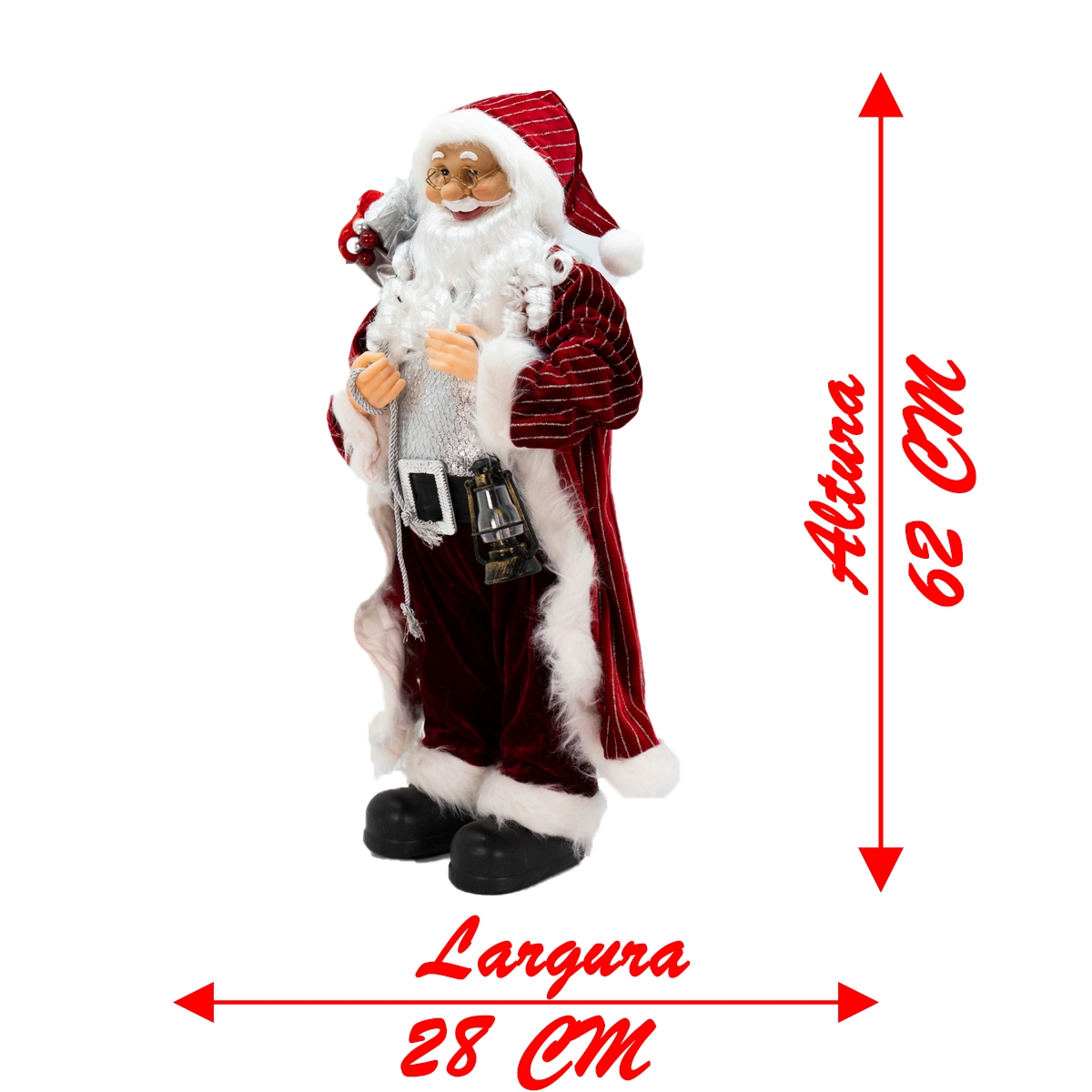 kit 2 Bonecos Enfeite Natalino Papai Noel e Mamãe Noel 62 cm