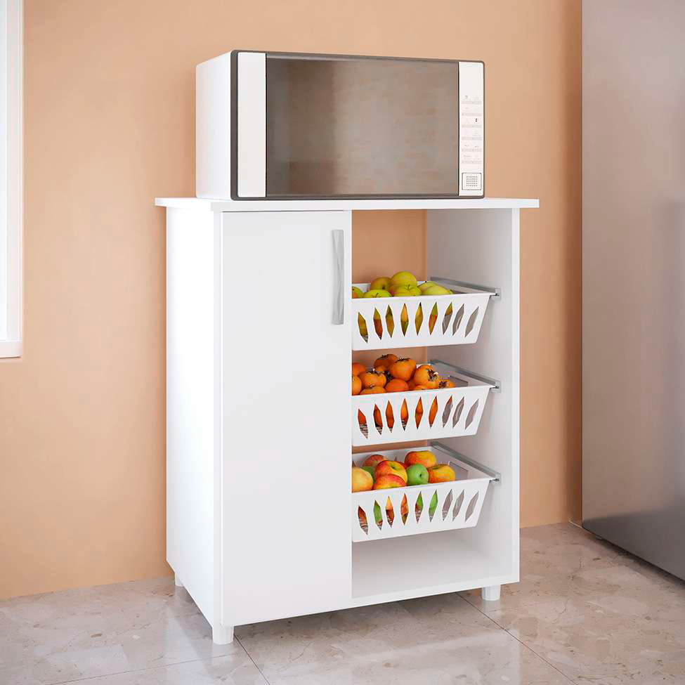 Balcão para Micro-Ondas com Fruteira Adriana 1 PT Branco