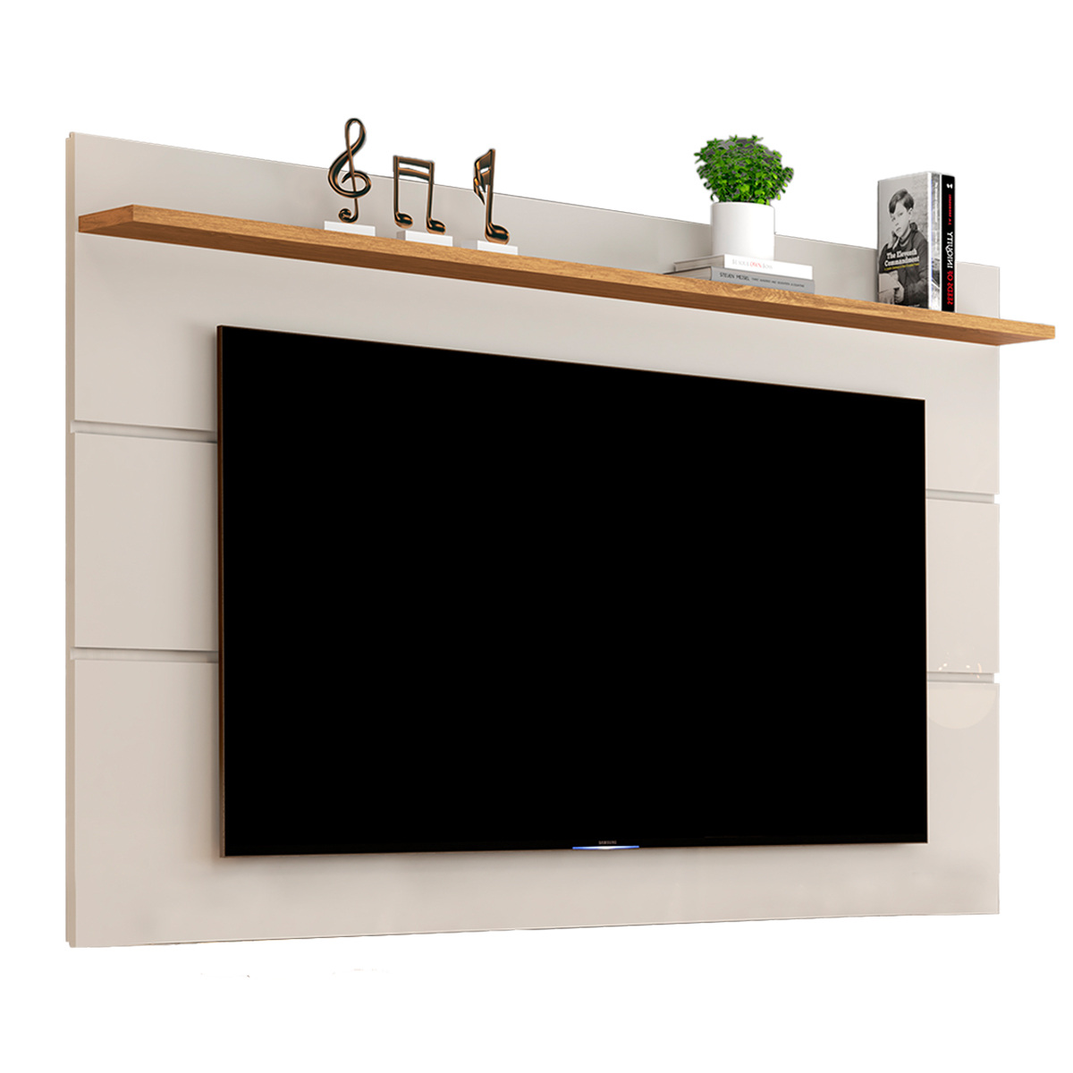 Estante Painel 1.6m Luxo TV 32 40 42 43 47 48 50 55 58 60 Polegadas Prateleira Multiuso Sala Quarto- Vivare New - Off White/Nature - RPM