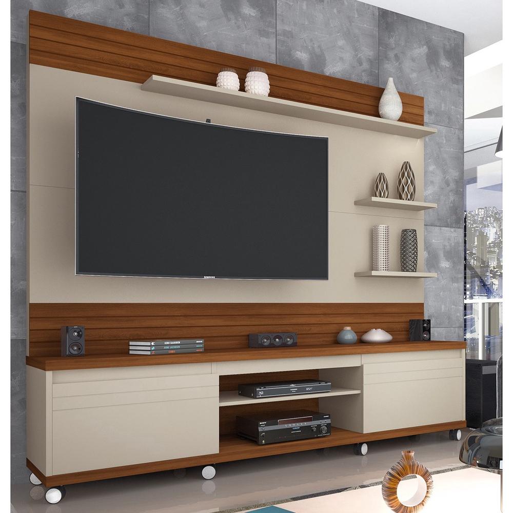 Home Theater Cedro para TV até 70 Polegadas - Off White com Freijó - Germai