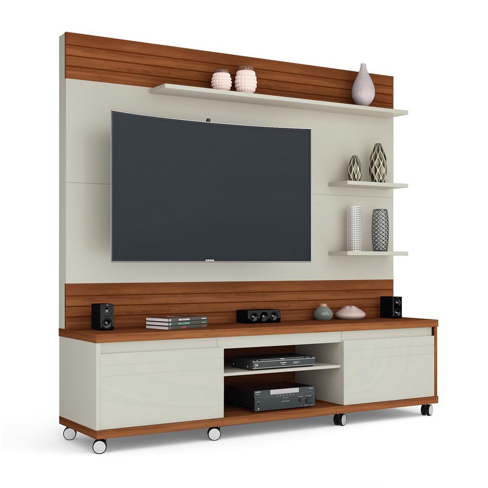 Home Theater Cedro para TV até 70 Polegadas - Off White com Freijó - Germai