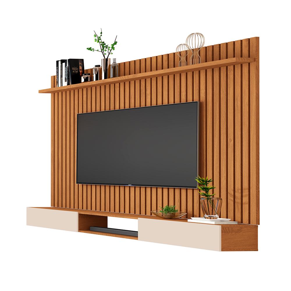 Jogo Painel Ripado com Nicho 180 Apúlia Nature Off White