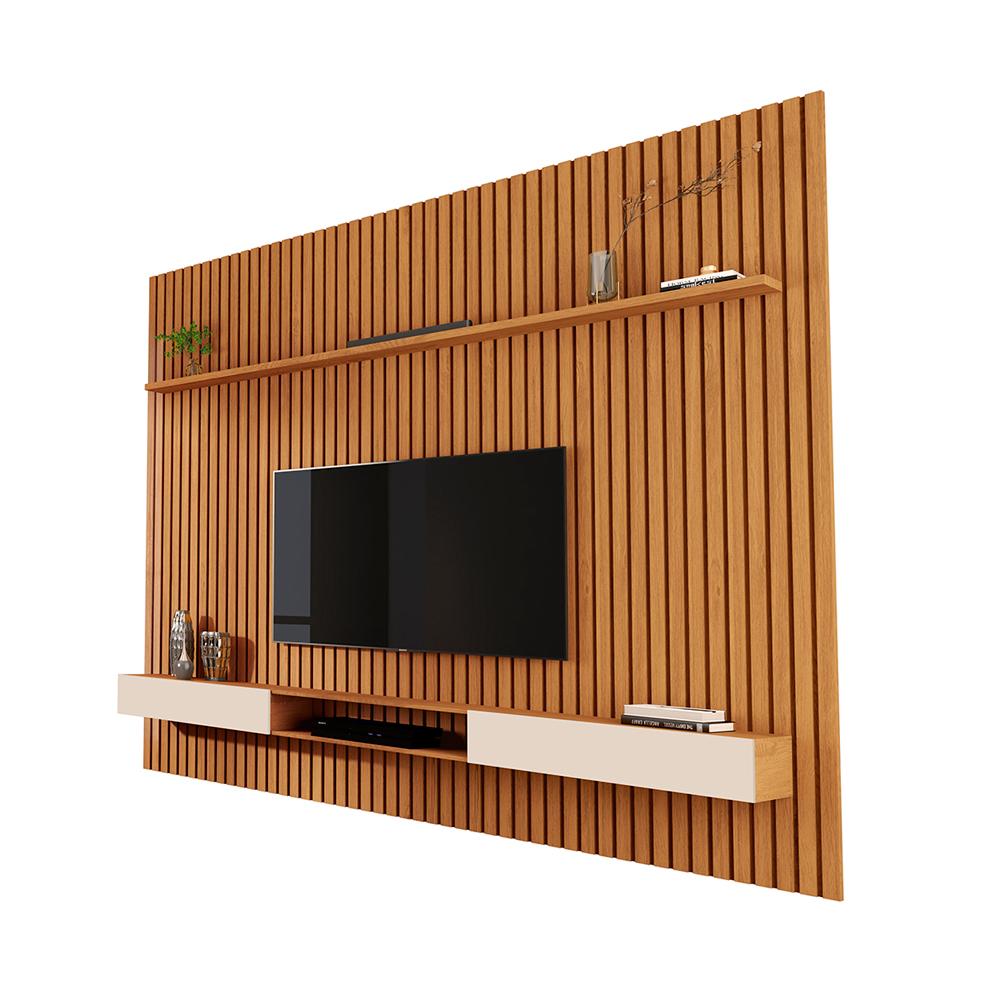 Jogo de Painel Ripado e Nicho 2,2  Island Nature Off White
