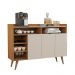 Aparador Buffet 3 Portas Com Nicho Retrô Celta - Nature/Off White - Lojas RPM