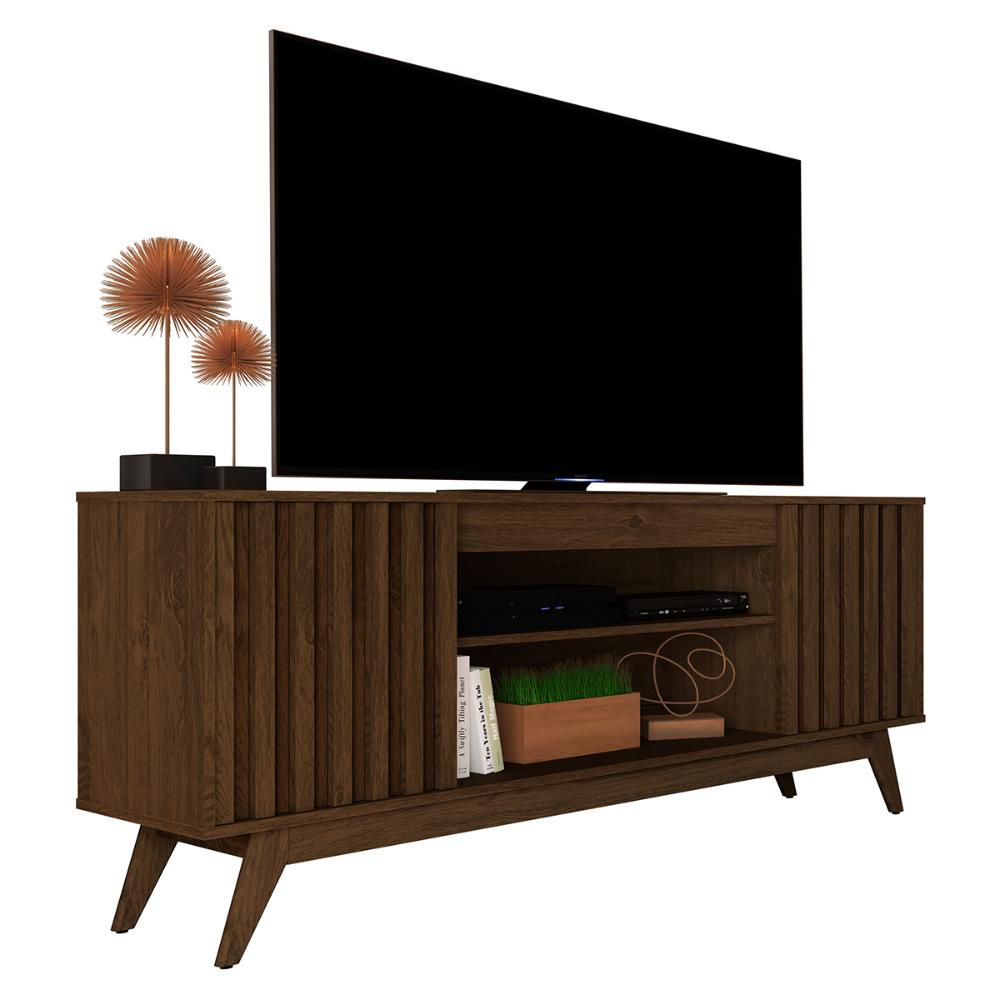 Rack Bancada Ripado TV 32 40 42 43 47 48 50 55 60 Polegadas Prateleira Pés Retrô Sala Malibu – Cedro- RPM