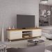 Rack Grande 1.8 Bancada com Rodinhas TV 40 42 48 50 55 60 65 70 Polegadas Porta Sala Quarto – Mirage – Off White/Cumaru- RPM Móveis
