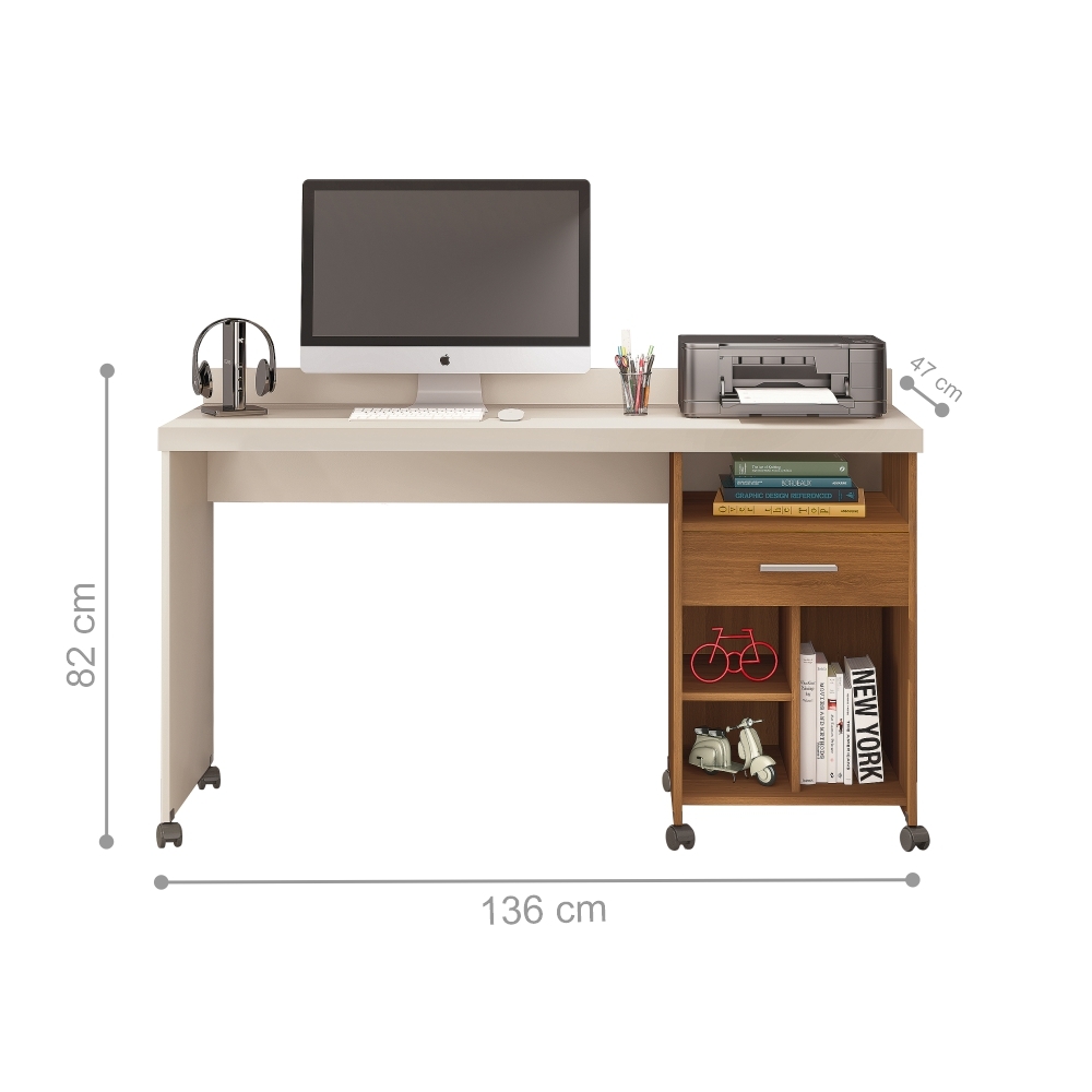 Mesa de Computador Sadr Off White Freijó