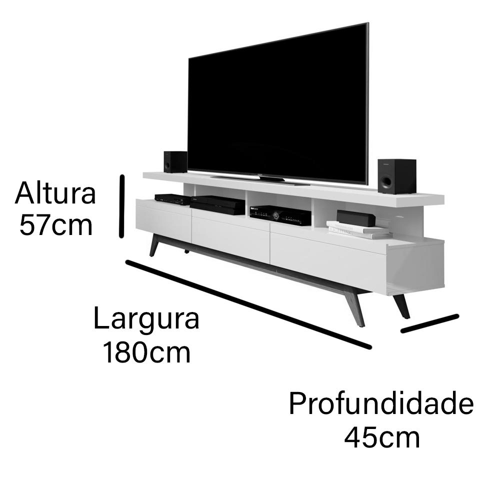 Rack Vivare Wood 1.8 3 Gavetas - Black / Freijó - Germai
