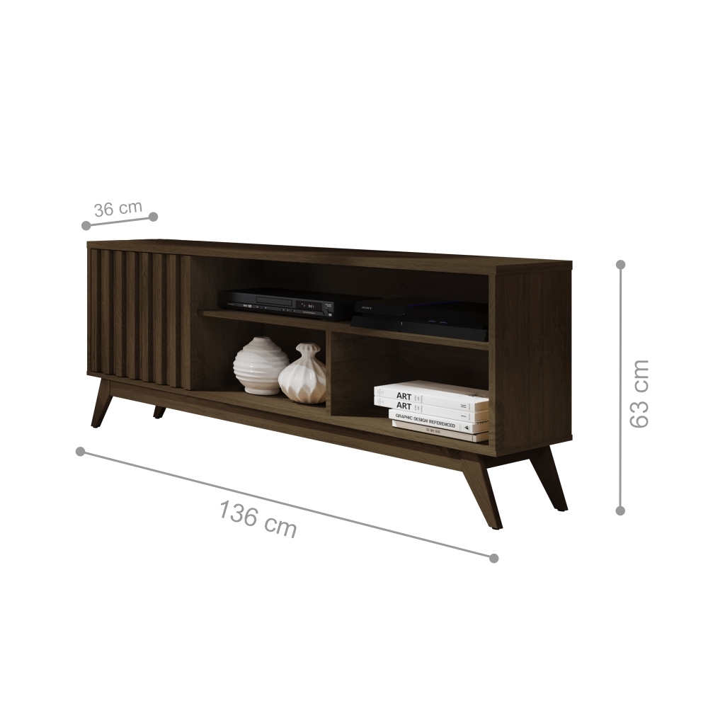 Rack para TV Atria 1 Porta Ripado Cedro