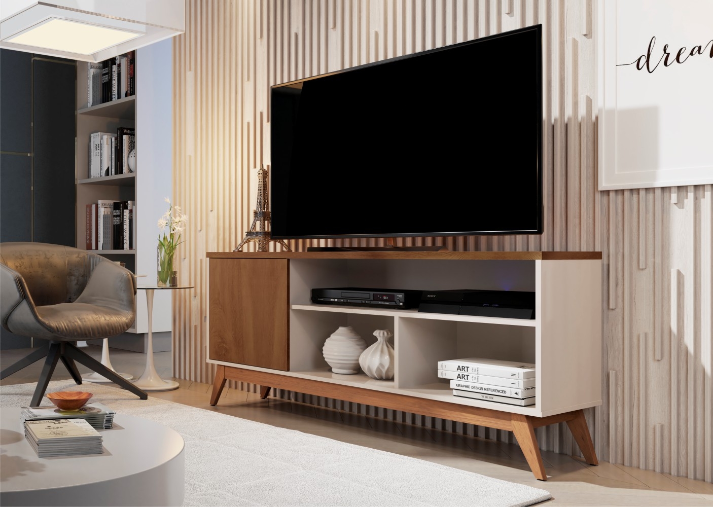 Rack para TV Atria Off White Freijó
