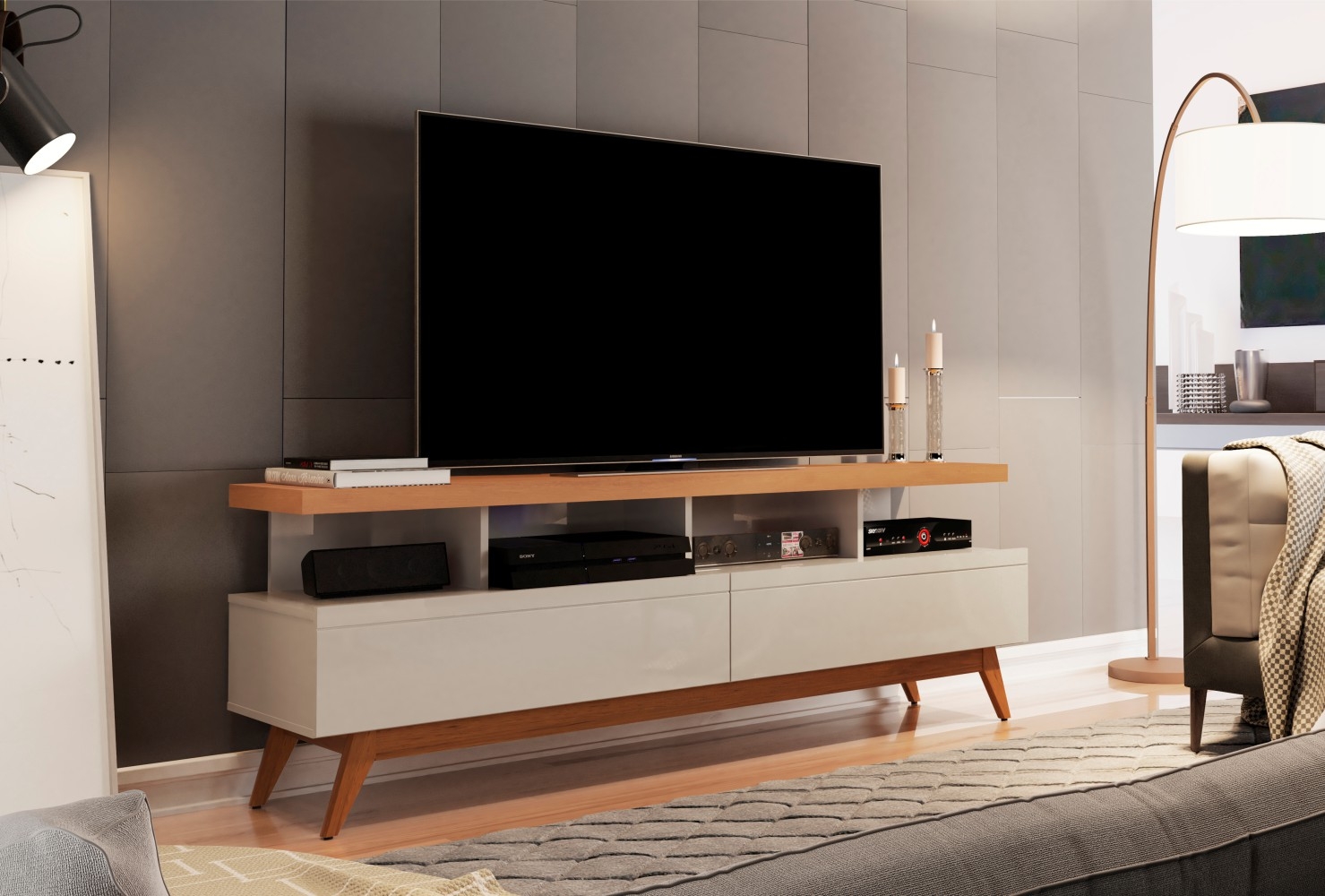Rack para TV Hamal 1.6 Off White Nature
