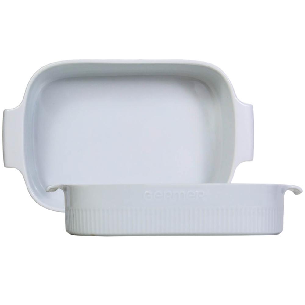 2 Travessas de Porcelana Germer Branca 2,5L 30x21cm Assar e Servir Retangular