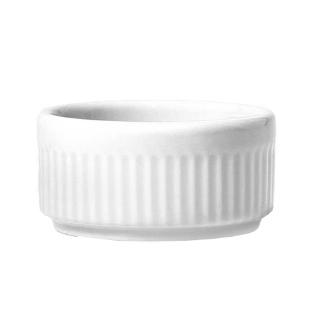 24 Ramekins Restaurante de Porcelana 85ml Branco Canelado Germer Porta Molhos