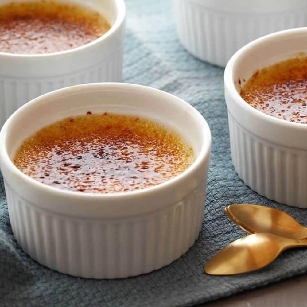 6 Ramekins Tigelas Porcelana 130ml Canelado Germer Branco Molhos Crème Brûlée