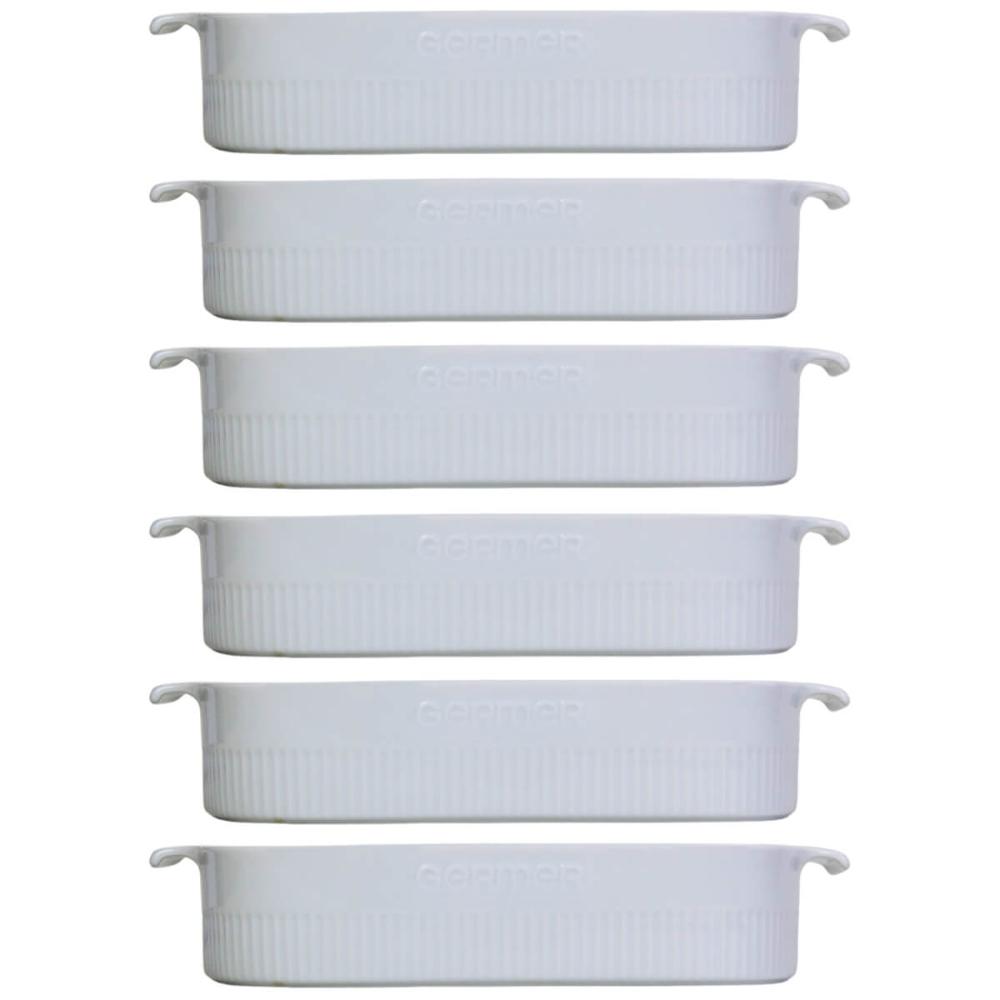 6 Travessas Porcelana Branca 2,5L 30x21cm Germer Restaurantes Buffets Assar e Servir