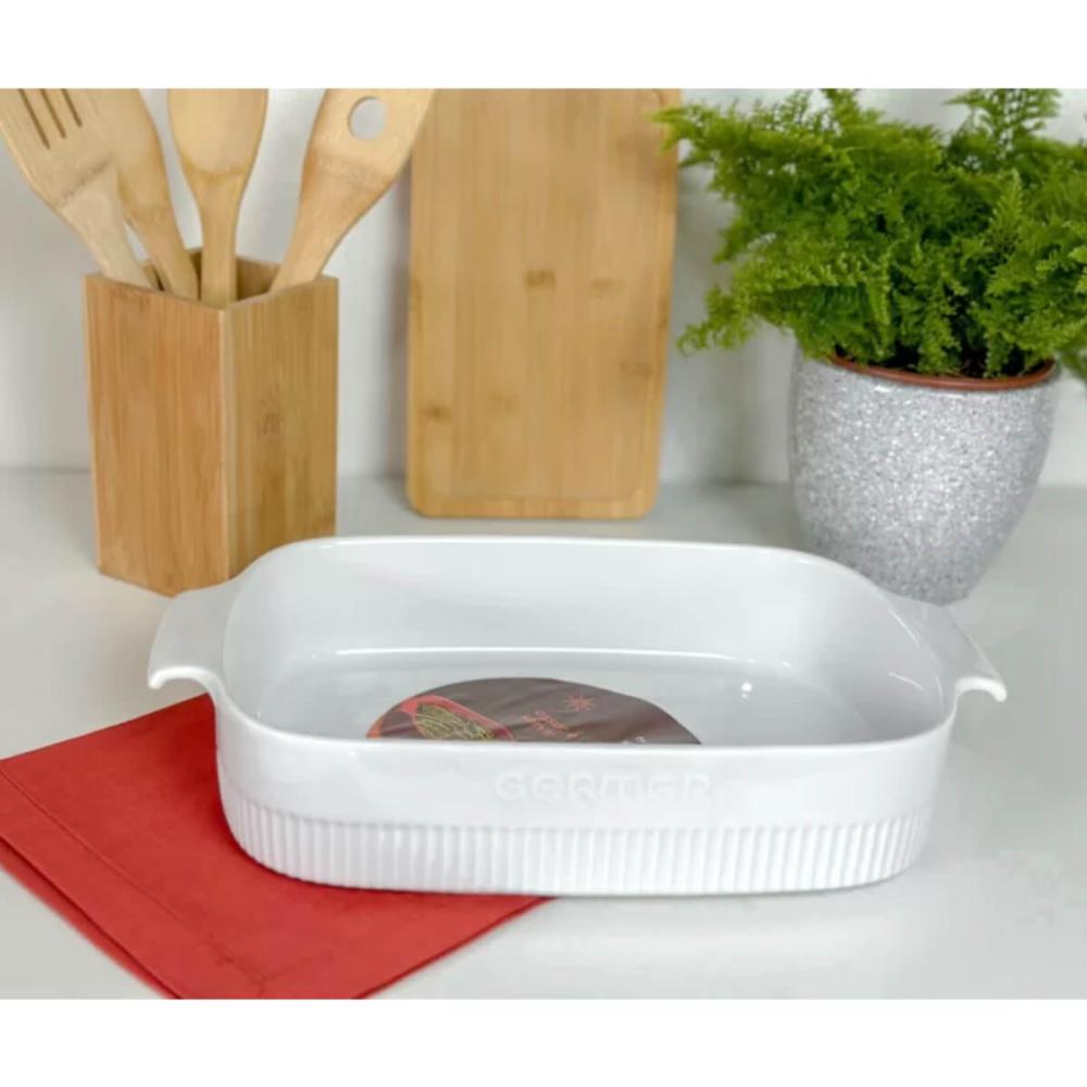6 Travessas Porcelana Branca 2,5L 30x21cm Germer Restaurantes Buffets Assar e Servir