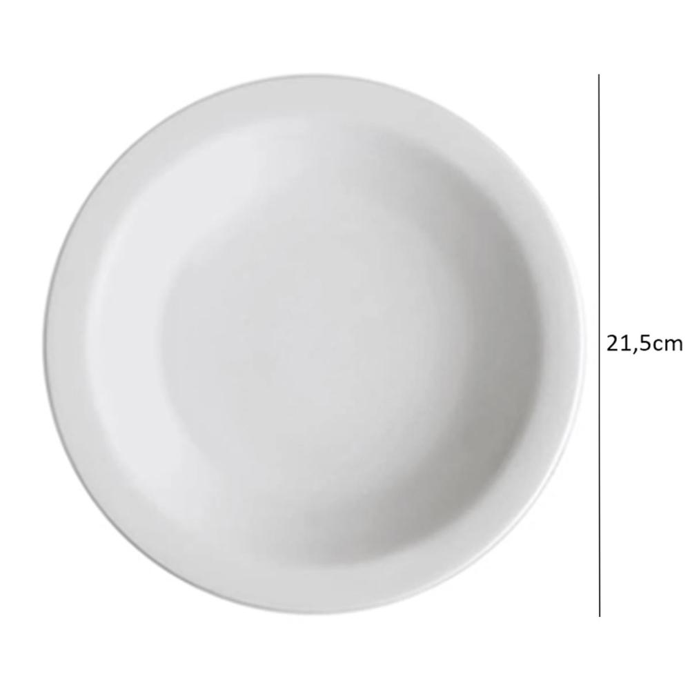 Conjunto 12 Pratos Fundos de Porcelana 21,5cm Classe Única I