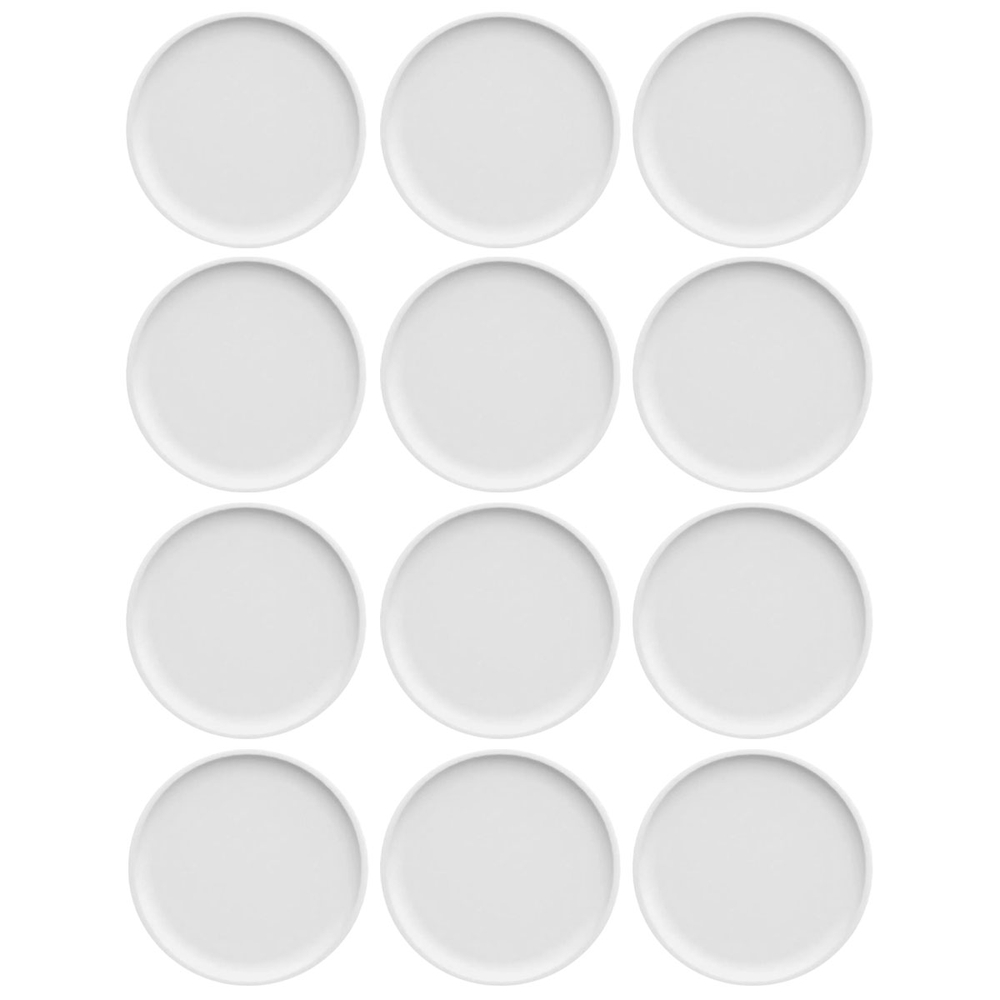 Conjunto 12 Pratos de Sobremesa Porcelana Branca Redondos 18,5cm Bold Germer Hotel Padaria