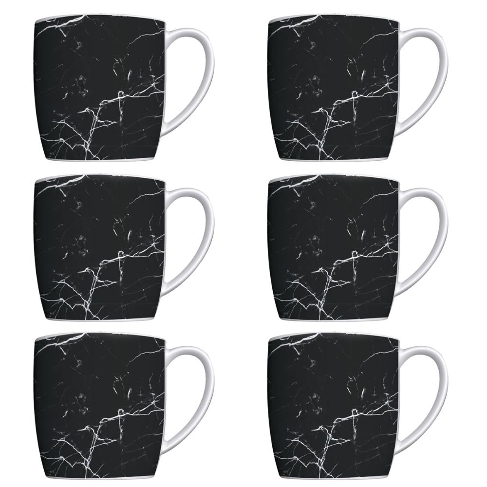 Conjunto 6 Canecas Para Café Jogo Xícaras de Porcelana Preto