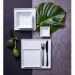 Conjunto 6 Pratos de Porcelana Branco Quadrados Rasos 16x16c