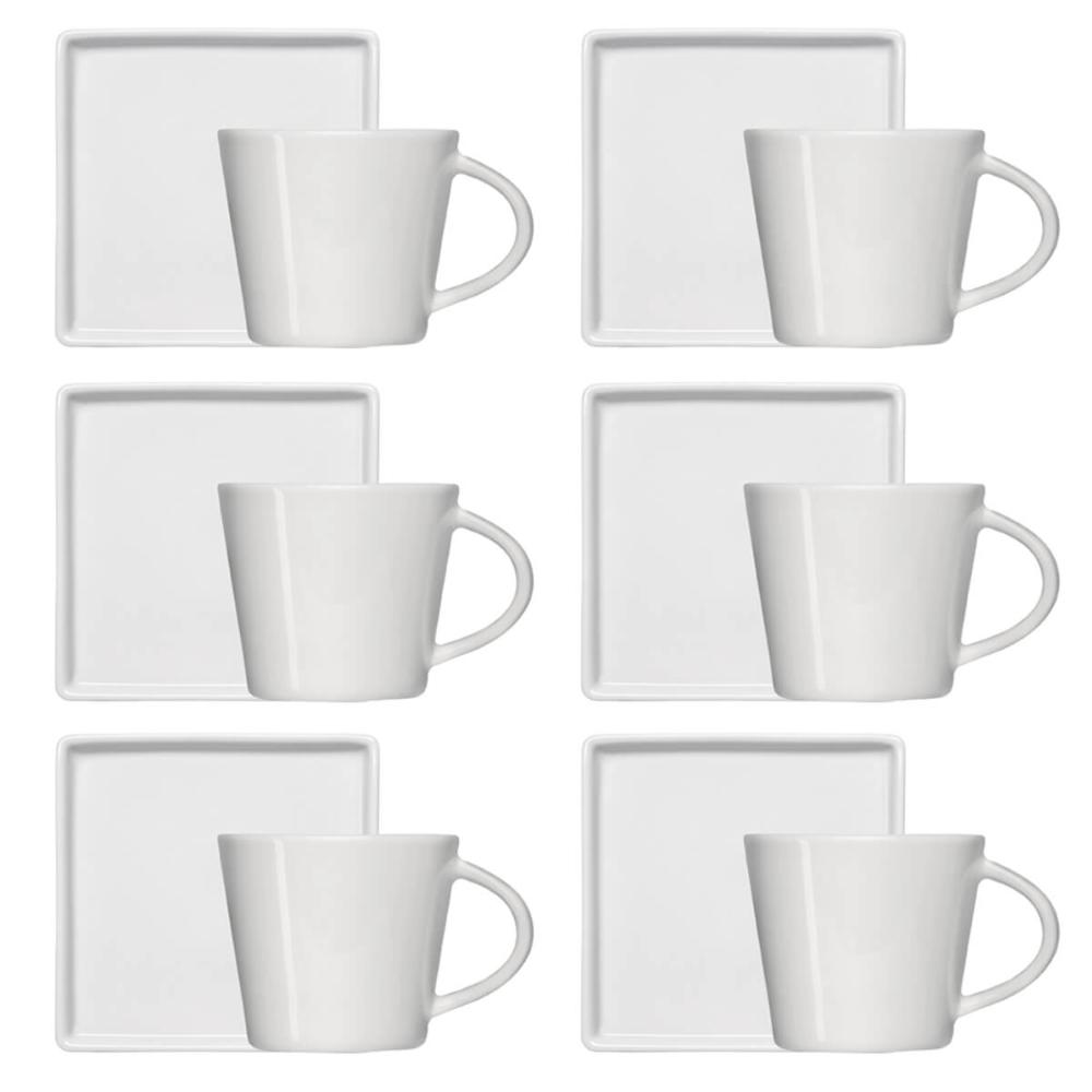 Conjunto 6 Xícaras Café Chá Porcelana Branca 185ml Píres Qua