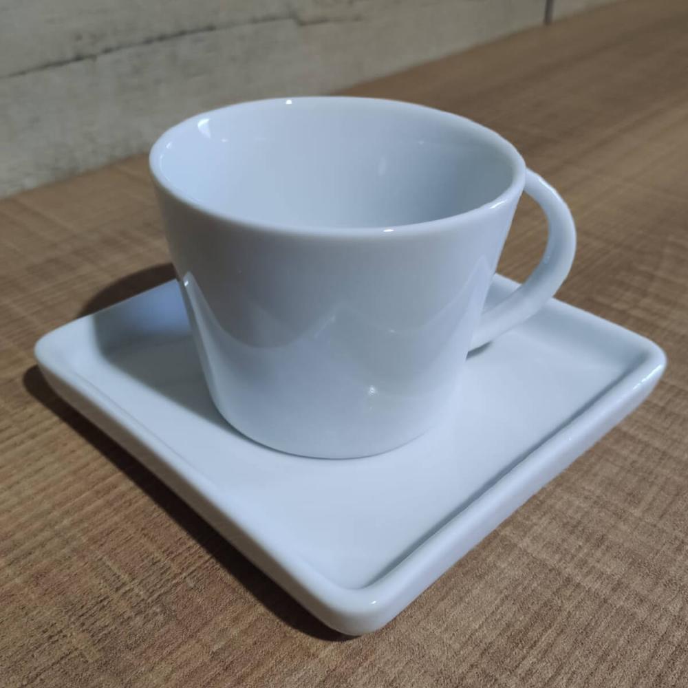Conjunto 6 Xícaras Café Chá Porcelana Branca 185ml Píres Qua