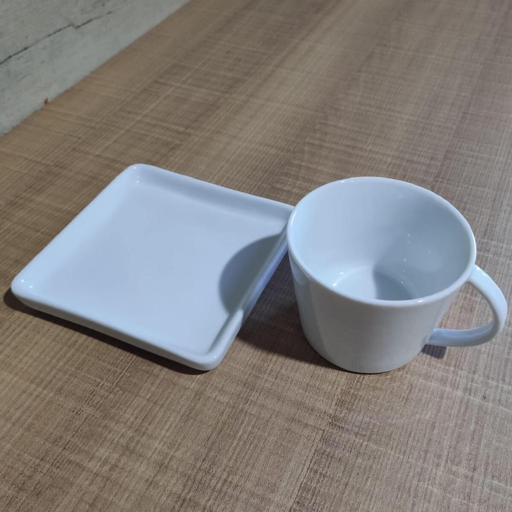 Conjunto 6 Xícaras Café Chá Porcelana Branca 185ml Píres Qua