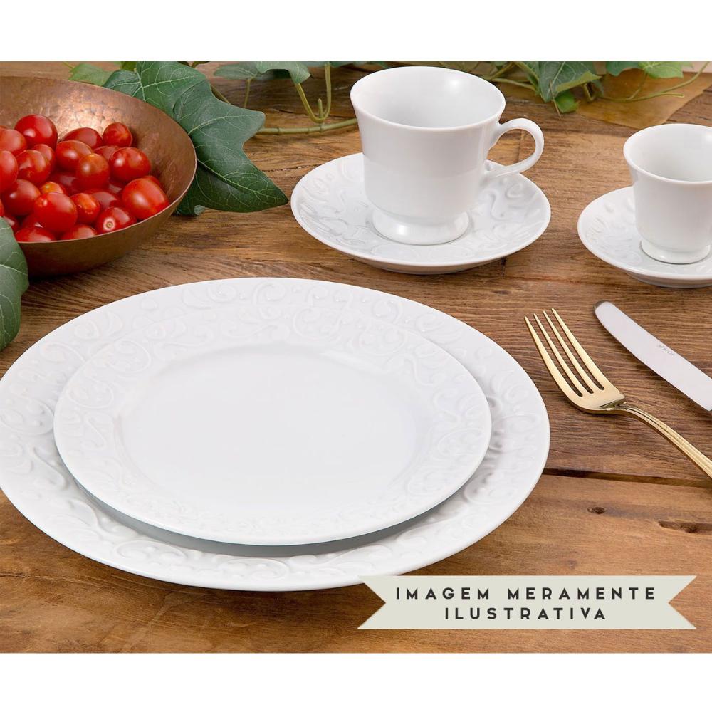 Conjunto 6 Xícaras de Café com Pires 80ml Porcelana em Relevo Tassel Germer Branco