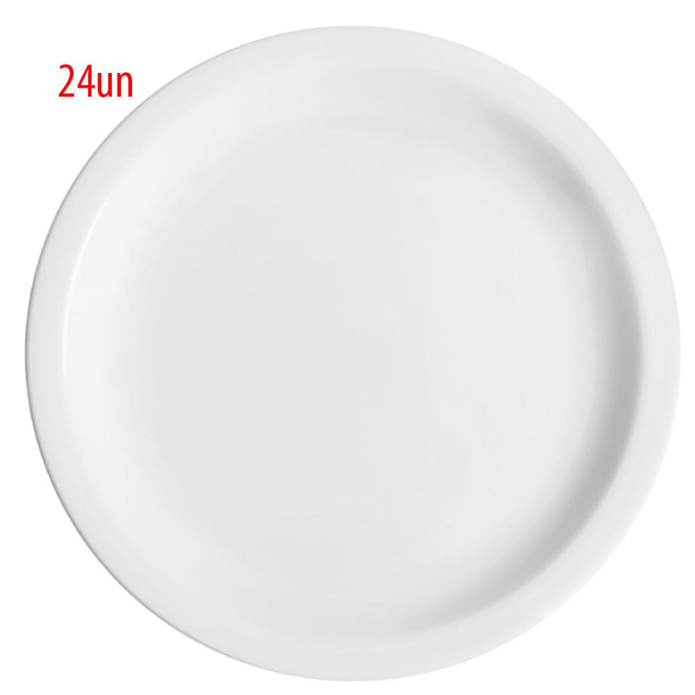 Conjunto de 24 Pratos Rasos de Porcelana Classe Única Iguaçu Germer 25cm Branco