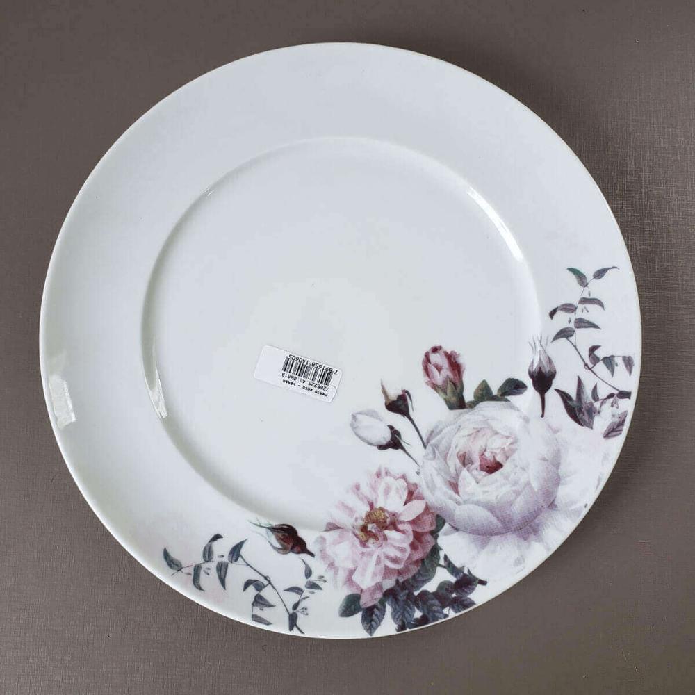 Jogo 12 Pratos Porcelana Rasos Redondos 27cm Garden Estampa
