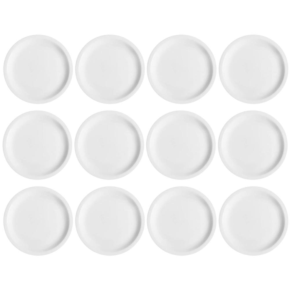 Jogo 12 Pratos de Sobremesa em Porcelana 19cm Classe Única Iguaçu Germer Branco
