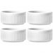 Jogo 4 Ramekins Tigelas Porcelana 130ml Canelado Germer Branco Suflês Molhos