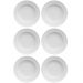 Jogo 6 Pratos Fundos Redondos 23,5cm Porcelana Relevo Germer Branco Mesa Posta