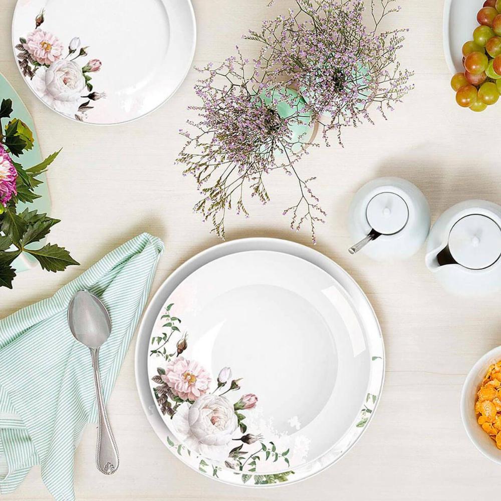 Jogo 6 Pratos de Porcelana com Estampa Floral Germer Fundos